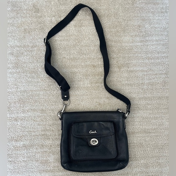 Coach Black Leather Messenger Bag - Picture 1 of 3